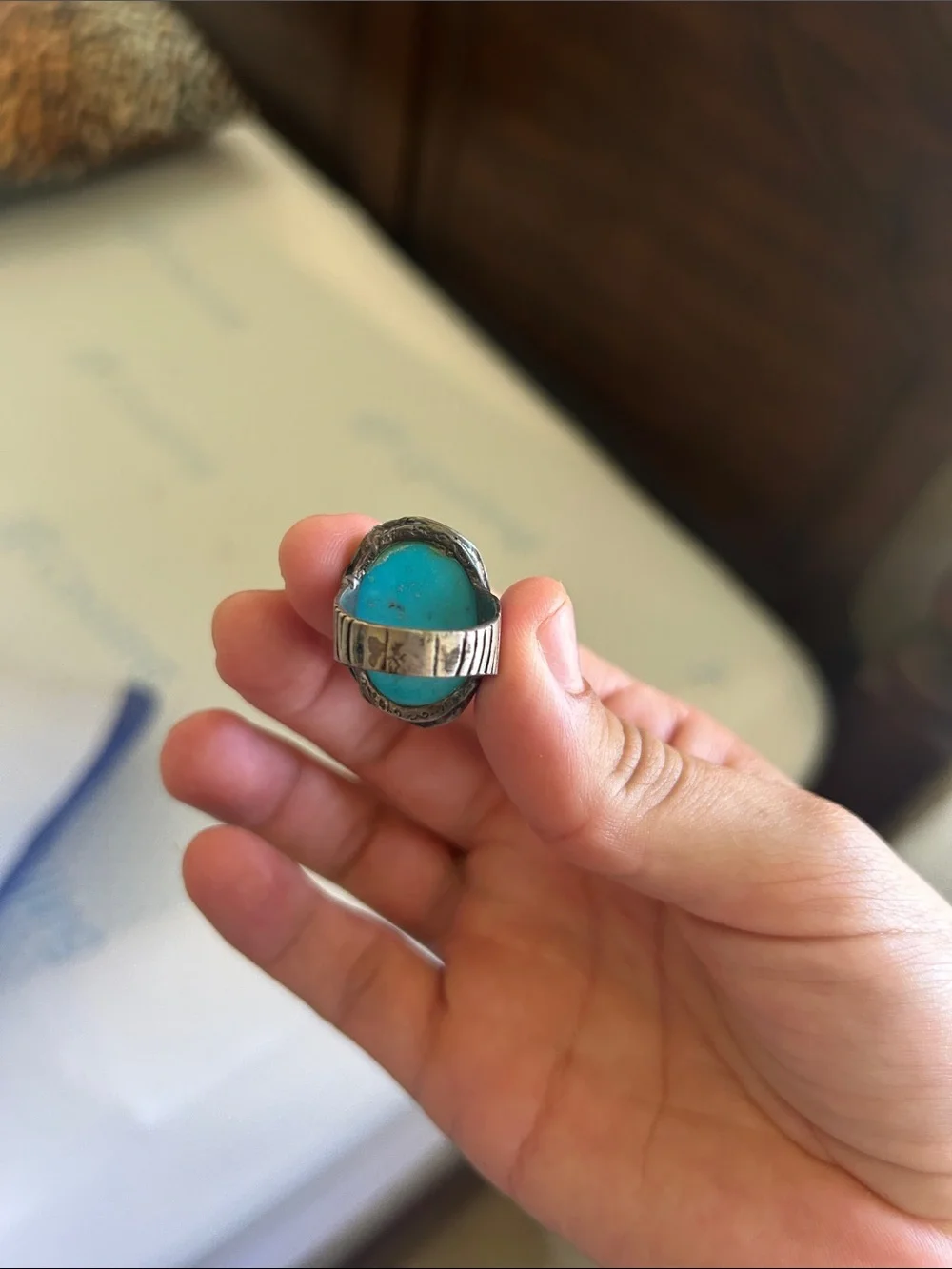 Turquoise Oval Stone Statement Ring